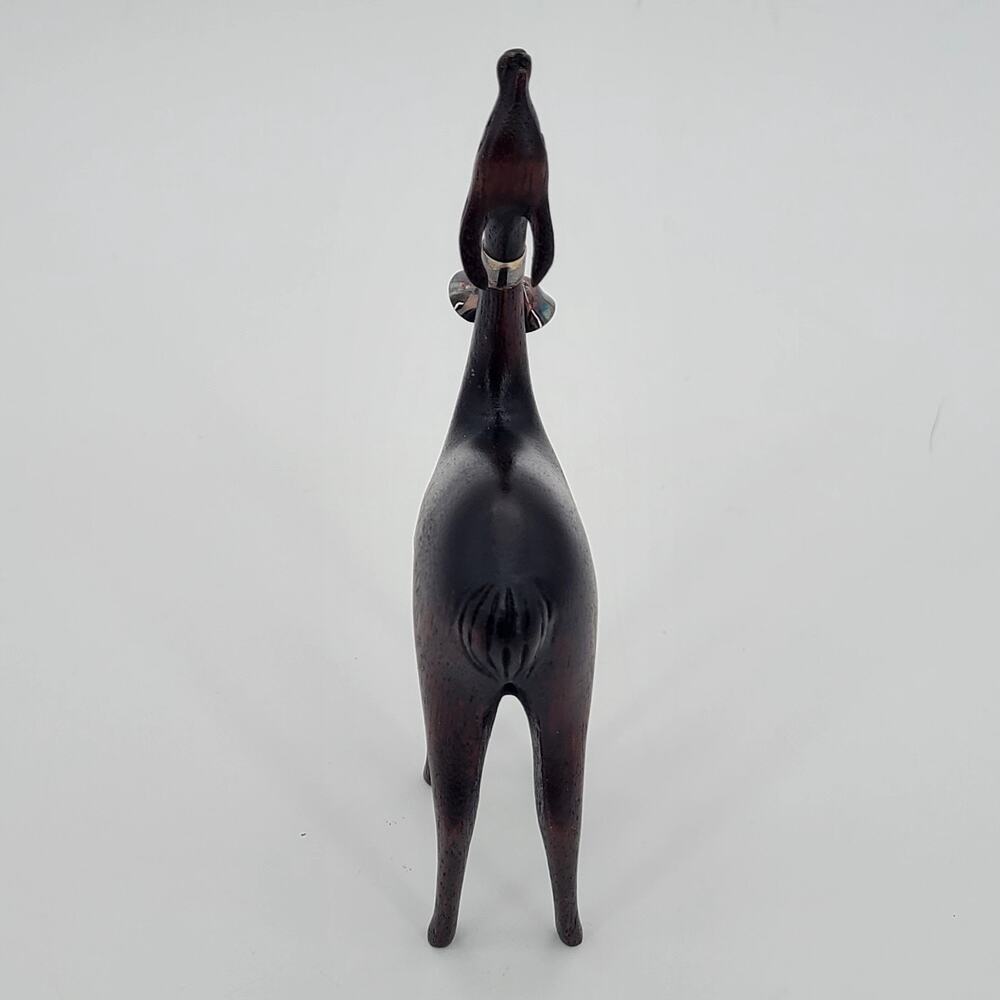 Vintage Wood Hand Carved Llama Alpaca Figurines with Sterling Silver Bells Peru - Picture 3 of 8